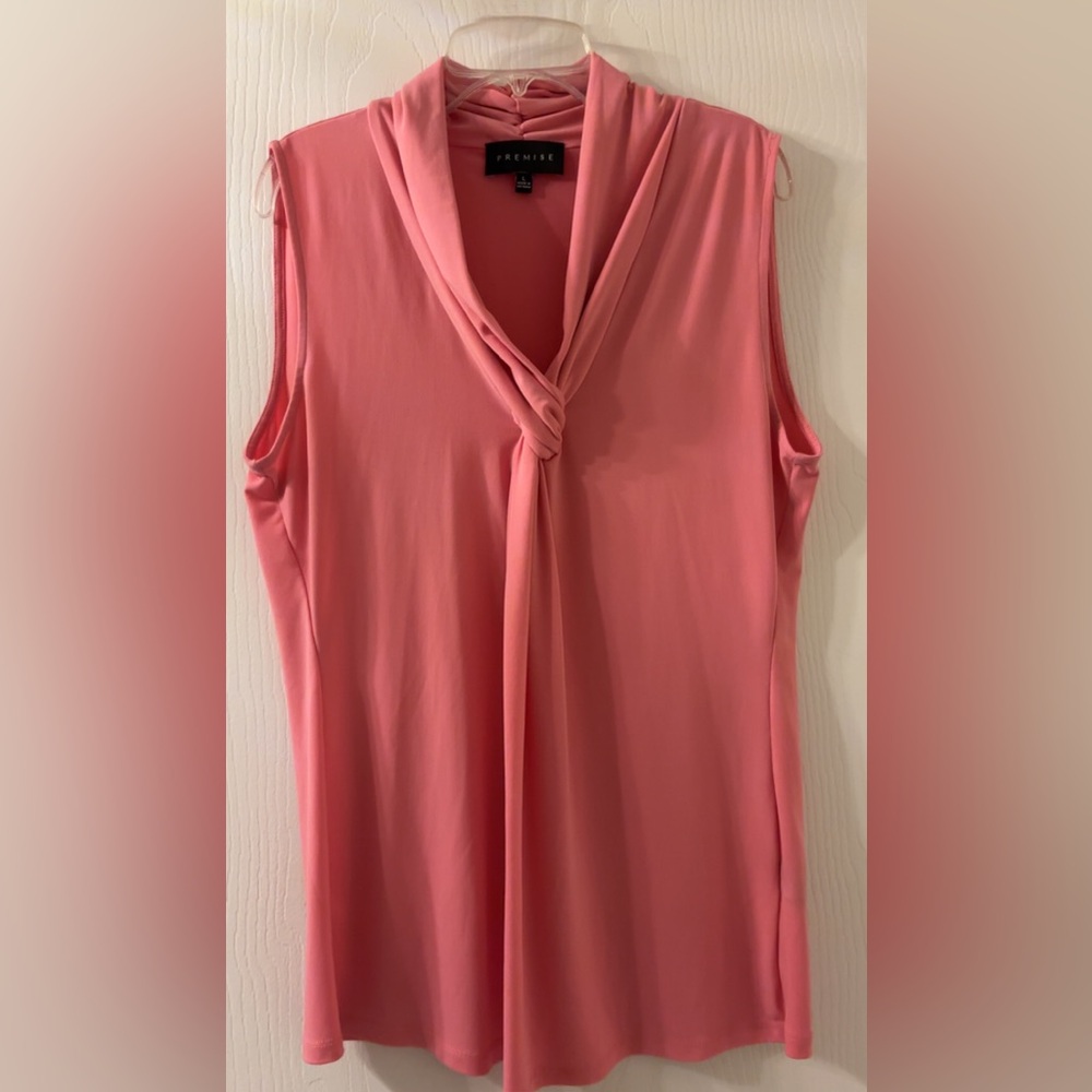 PREMISE 
Chic Pink Sleeveless Tie Front Blouse